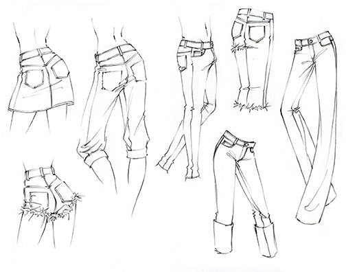 Practice Pack for "Fashion Illustration Tutorial: Denim Done 8 Different Ways" Video
