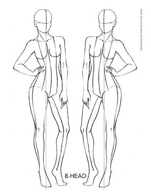 Female fashion figure templates pose