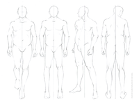 Plus Size Male FASHION DESIGN CROQUIS Template Front and Back Views