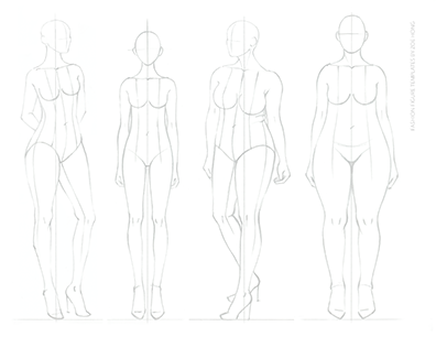 Different Sizes Female FASHION DESIGN CROQUIS Template