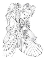 FASHION COLORING PAGE: 3 Friends at a Gala