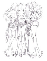 FASHION COLORING PAGE: 4 Friends at the Beach