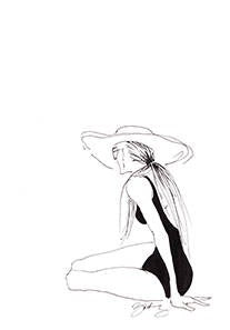 FASHION ILLUSTRATION: Woman at the Beach