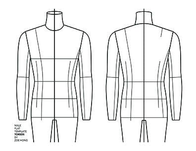 Flat template male torso