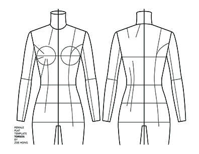 Flat template female torso